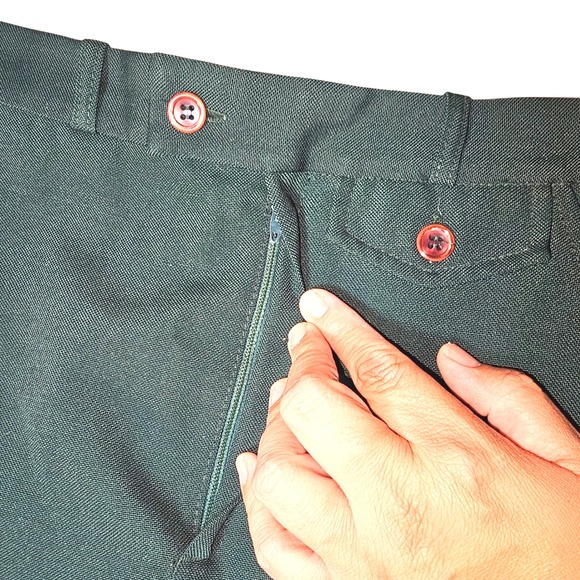 Vintage Emerald Christmas Green Wool Blend‎ A-Line Midi Skirt Size S 26 - Picture 3 of 8